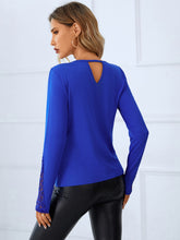 Load image into Gallery viewer, Twisted Cutout Lace Detail Long Sleeve Blouse
