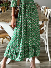 Load image into Gallery viewer, Smocked Printed V-Neck Midi Dress
