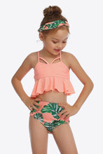 Load image into Gallery viewer, Botanical Print Crisscross Ruffled Two-Piece Swim Set
