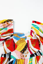 Load image into Gallery viewer, Printed Square Neck Short Sleeve Midi Dress
