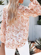 Load image into Gallery viewer, Floral Notched Balloon Sleeve Blouse
