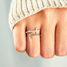 Load image into Gallery viewer, Zircon 925 Sterling Silver Double Cross Bypass Ring
