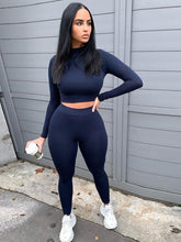 Load image into Gallery viewer, Mock Neck Long Sleeve Top and High Waist Pants Set
