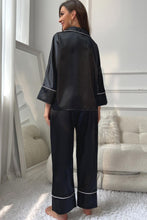 Load image into Gallery viewer, Contrast Piping Button-Up Top and Pants Pajama Set
