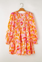 Load image into Gallery viewer, Frill Printed Long Sleeve Mini Dress
