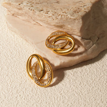 Load image into Gallery viewer, Stainless Steel Inlaid Rhinestone Double-Hoop Earrings
