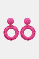 Round Shape Raffia Grass Dangle Earrings