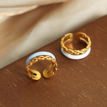 Load image into Gallery viewer, Enamel 18K Gold-Plated Open Ring
