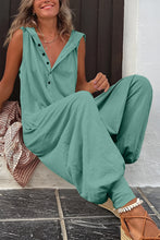 Load image into Gallery viewer, Full Size Half Button Sleeveless Jumpsuit
