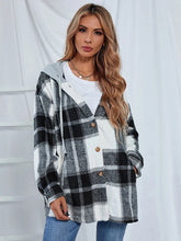 Load image into Gallery viewer, Plaid Hooded Jacket with Pockets
