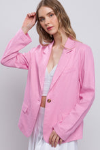 Load image into Gallery viewer, Love Tree One-Button Long Sleeve Linen Blazer
