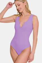 Load image into Gallery viewer, Zenana Microfiber Notched Sleeveless Bodysuit
