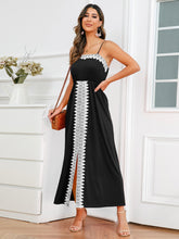 Load image into Gallery viewer, Slit Lace Detail Spaghetti Strap Dress
