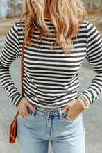 Load image into Gallery viewer, Double Take Striped Mock Neck Long Sleeve Top
