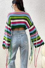 Load image into Gallery viewer, Fringe Striped Round Neck Knit Top
