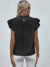 Load image into Gallery viewer, Mock Neck Ruffled Cap Sleeve Blouse
