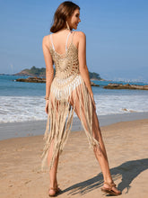 Load image into Gallery viewer, Fringe Openwork Spaghetti Strap Cover-Up

