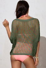 Load image into Gallery viewer, Openwork Round Neck Half Sleeve Knit Cover Up
