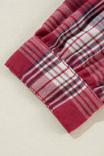 Load image into Gallery viewer, Raw Hem Drawstring Plaid Denim Jacket
