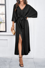 Load image into Gallery viewer, Slit Tied V-Neck Three-Quarter Sleeve Dress
