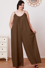 Load image into Gallery viewer, Double Take Full Size Ruffle Trim Tie Back Cami Jumpsuit with Pockets
