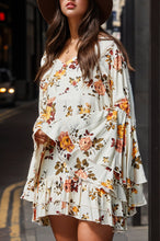 Load image into Gallery viewer, Flower V-Neck Flare Sleeve Mini Dress
