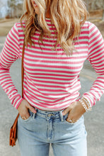 Load image into Gallery viewer, Double Take Striped Mock Neck Long Sleeve Top
