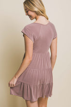 Load image into Gallery viewer, Love Tree V-Neck Cap Sleeve Tiered Mini Dress
