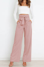 Load image into Gallery viewer, Tie Front Paperbag Wide Leg Pants
