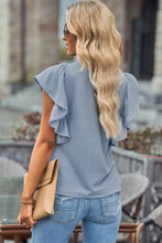 Load image into Gallery viewer, Ribbed Ruffle Trim Round Neck Top
