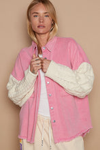 Load image into Gallery viewer, POL Contrast Sweater Sleeve Button Down Shacket
