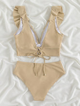 Load image into Gallery viewer, Ruffled V-Neck Sleeveless Two-Piece Swim Set
