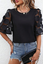 Load image into Gallery viewer, Applique Round Neck Half Sleeve Blouse
