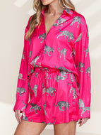 Animal Button Up Shirt and Shorts Set