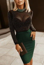 Load image into Gallery viewer, Rhinestone Mock Neck Long Sleeve Dress
