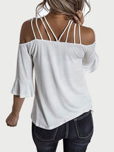 Load image into Gallery viewer, Full Size Cold Shoulder Three-Quarter Sleeve Blouse
