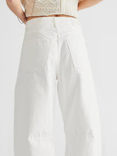 Load image into Gallery viewer, Raw Hem Wide Leg Jeans with Pockets
