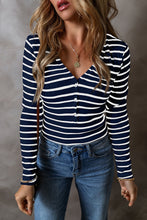 Load image into Gallery viewer, Striped V-Neck Long Sleeve Top
