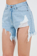 Load image into Gallery viewer, American Bazi High Waist Fringed Hem Denim Shorts
