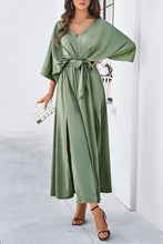 Load image into Gallery viewer, Slit Tied V-Neck Three-Quarter Sleeve Dress
