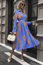 Load image into Gallery viewer, Floral Pleated Surplice Long Sleeve Midi Dress

