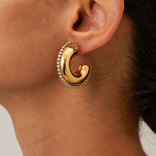 Load image into Gallery viewer, Zircon Stainless Steel C-Hoop Earrings
