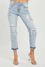 Load image into Gallery viewer, RISEN Mid-Rise Sequin Patched Jeans
