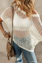 Load image into Gallery viewer, Openwork Round Neck Half Sleeve Knit Cover Up
