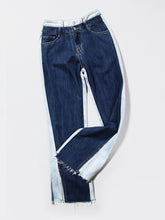 Load image into Gallery viewer, Contrast Button Fly Slit Frayed Hem Jeans
