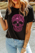 Load image into Gallery viewer, Rhinestone Round Neck Short Sleeve T-Shirt
