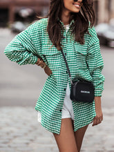 Load image into Gallery viewer, Houndstooth Button Up Dropped Shoulder Jacket
