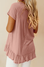 Load image into Gallery viewer, Ruffled Round Neck Short Sleeve Blouse
