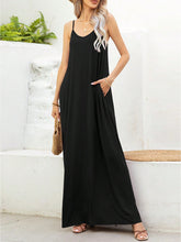 Load image into Gallery viewer, V-Neck Maxi Cami Dress with Pockets
