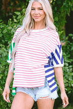 Load image into Gallery viewer, Striped Round Neck Dropped Shoulder T-Shirt
